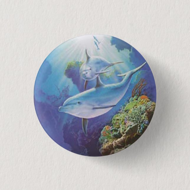 Macaron Rond 2,50 Cm Bouton Dauphin D'Eau (Devant)