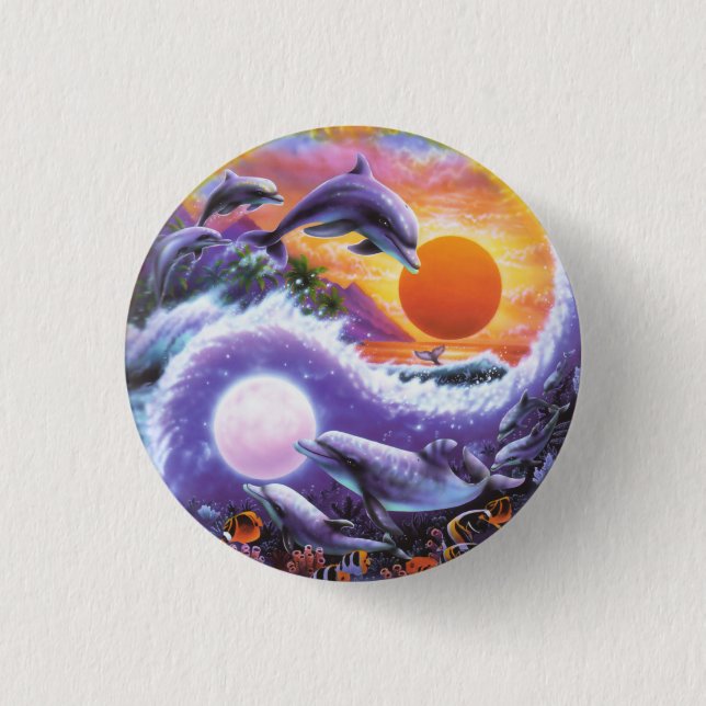 Macaron Rond 2,50 Cm Bouton Dauphins Petit (Devant)