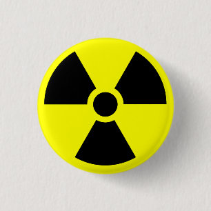 Macaron Rond 2,50 Cm Bouton d'avertissement radioactif