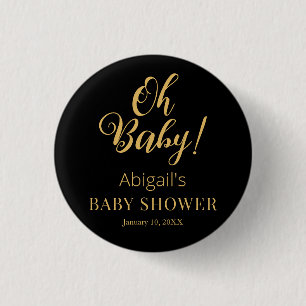 Macaron Rond 2,50 Cm Bouton de Baby Shower Élégant avec Texte Personnal