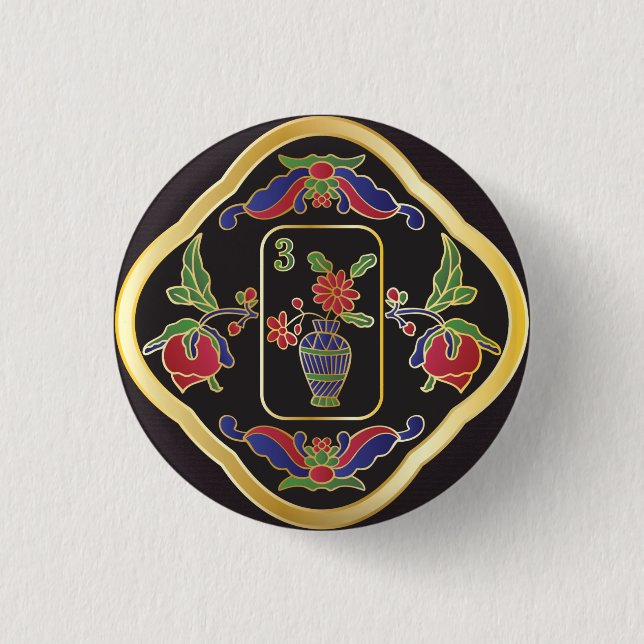 Macaron Rond 2,50 Cm Bouton de bijoux Mah Jongg (Devant)