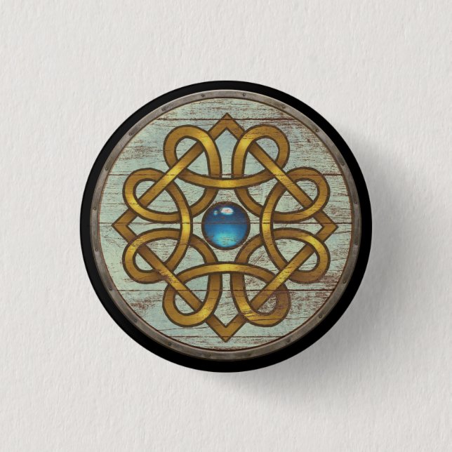 Macaron Rond 2,50 Cm Bouton de bouclier de Viking - broche (Devant)