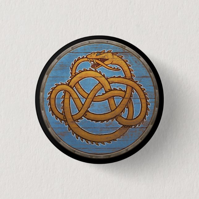 Macaron Rond 2,50 Cm Bouton de bouclier de Viking - Jörmungandr (Devant)