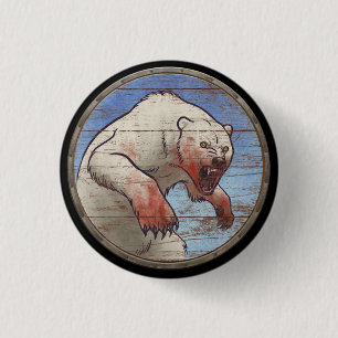Macaron Rond 2,50 Cm Bouton de bouclier de Viking - ours blanc