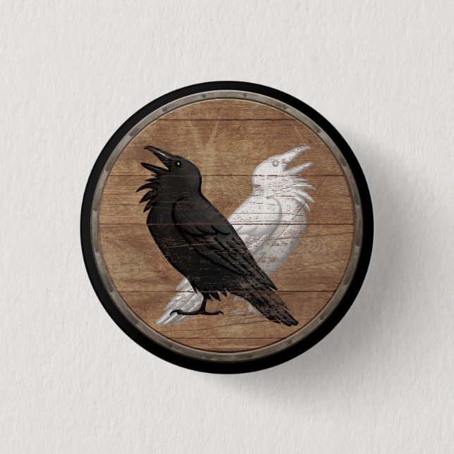 Macaron Rond 2,50 Cm Bouton de bouclier de Viking - Ravens d'Odin (Devant)