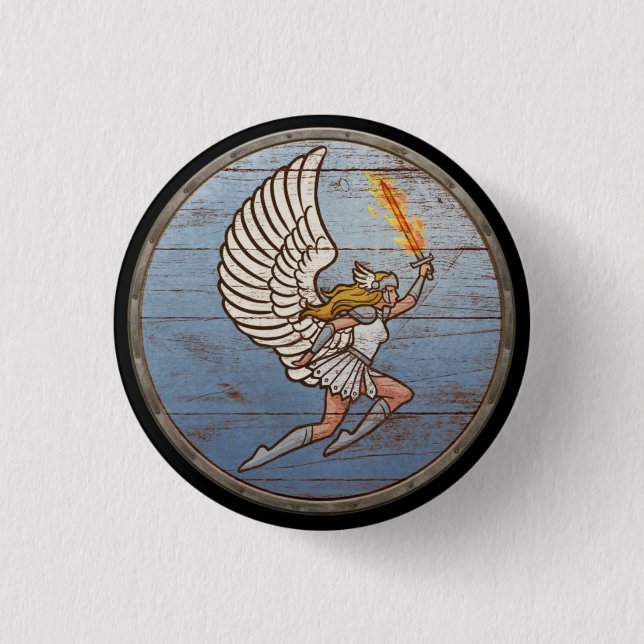 Macaron Rond 2,50 Cm Bouton de bouclier de Viking - Valkyrie (Devant)