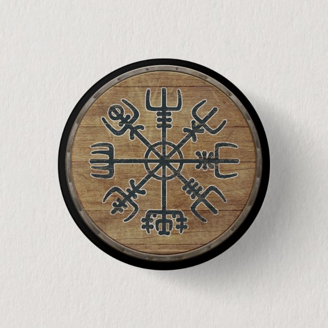 Macaron Rond 2,50 Cm Bouton de bouclier de Viking - Vegvísir (Devant)