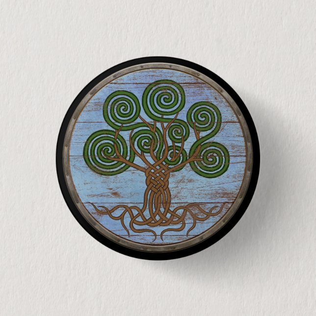 Macaron Rond 2,50 Cm Bouton de bouclier de Viking - Yggdrasil (Devant)