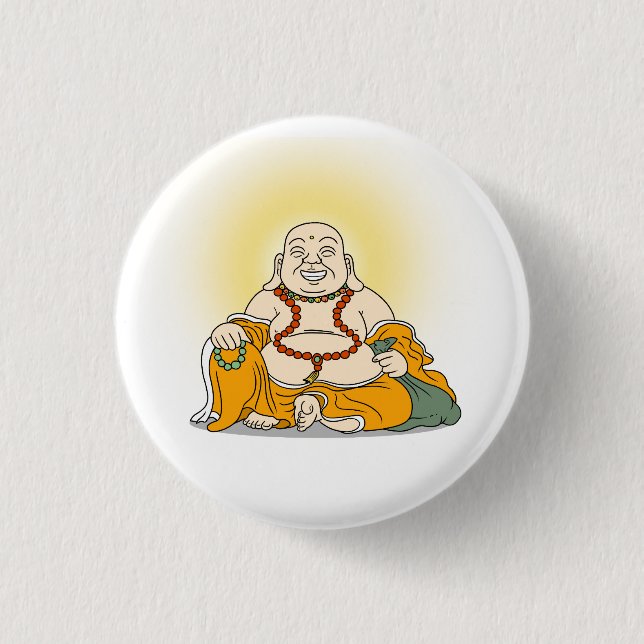 Macaron Rond 2,50 Cm Bouton de Bouddha Rire (Devant)