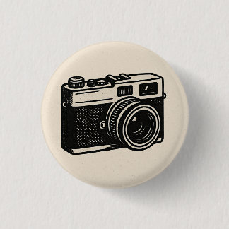 Macaron Rond 2,50 Cm Bouton de caméra rétro - Insigne de photographie V