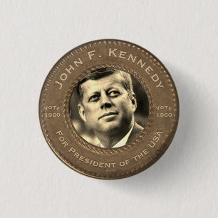 Macaron Rond 2,50 Cm Bouton de campagne de John F. Kennedy