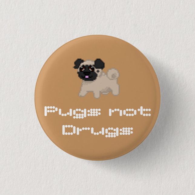 Macaron Rond 2,50 Cm Bouton de carlin de pixel (Devant)
