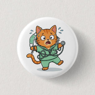 Macaron Rond 2,50 Cm Bouton de chat de docteur mignon