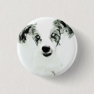 Macaron Rond 2,50 Cm Bouton de Chien Mignon avec Grandes Oreilles