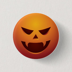 Macaron Rond 2,50 Cm Bouton de citrouille de Halloween Jack-o'-lantern