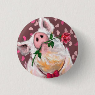 Macaron Rond 2,50 Cm Bouton de Cochon Drôle