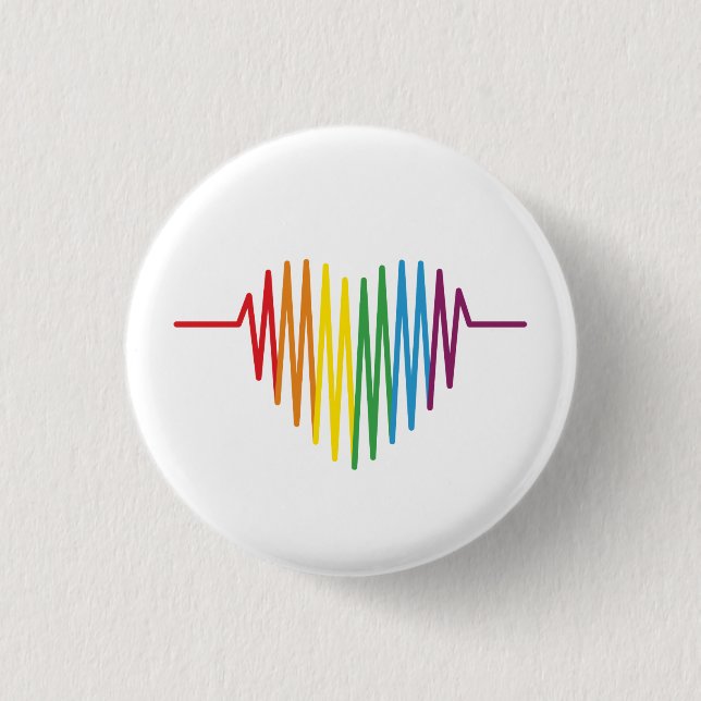 Macaron Rond 2,50 Cm Bouton de coeur LGBTQ (Devant)