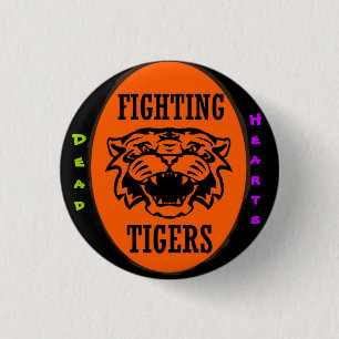 Macaron Rond 2,50 Cm Bouton de combat de tigres - romans morts de
