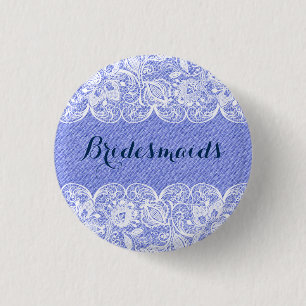 Macaron Rond 2,50 Cm Bouton de demoiselles d'honneur en faux lin bleu 2