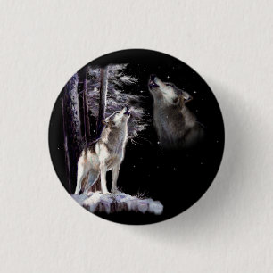 Macaron Rond 2,50 Cm Bouton de faune de loup d'hurlement