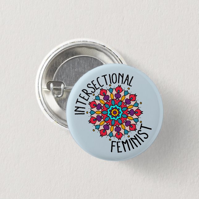 Macaron Rond 2,50 Cm Bouton de féministe d'Intersectional de mandala (Devant & derrière)