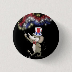 Macaron Rond 2,50 Cm Bouton de fête de la nuit de Moe's Happy 4 juillet