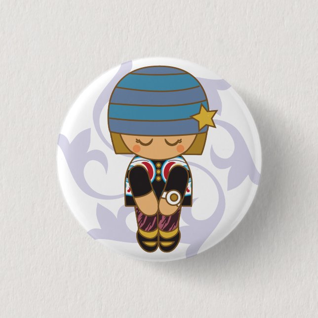 Macaron Rond 2,50 Cm Bouton de fille de hippie de Kawaii (Devant)