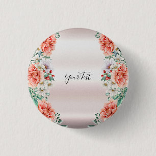 Macaron Rond 2,50 Cm Bouton de fleur de pivoine aquarelle