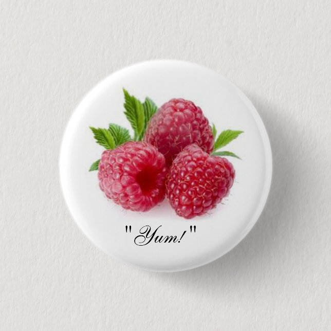 Macaron Rond 2,50 Cm "Bouton de framboise ! " (Devant)
