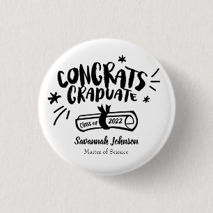 Macaron Rond 2,50 Cm Bouton de graduation personnalisée, Diplôme de con