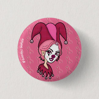 Macaron Rond 2,50 Cm Bouton de Jester Ruban Rose (Petit)