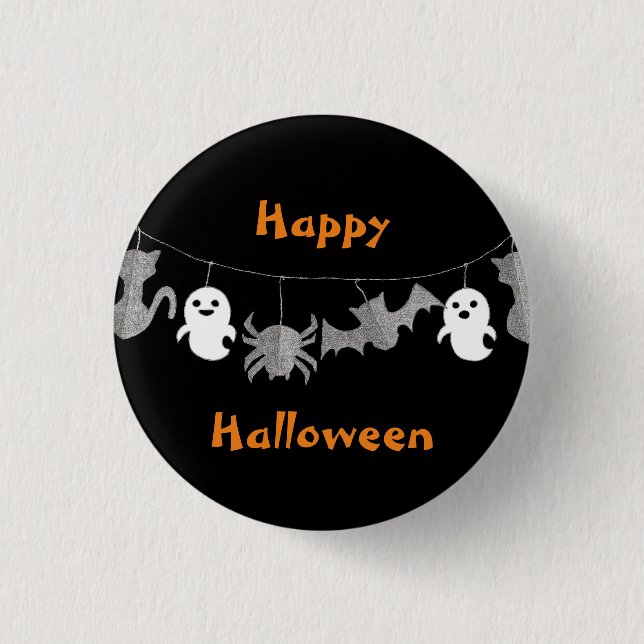 Macaron Rond 2,50 Cm Bouton de la guirlande fantôme d'Halloween (Devant)