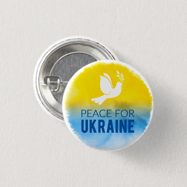 Macaron Rond 2,50 Cm Bouton de la paix pour l'Ukraine (Devant & derrière)