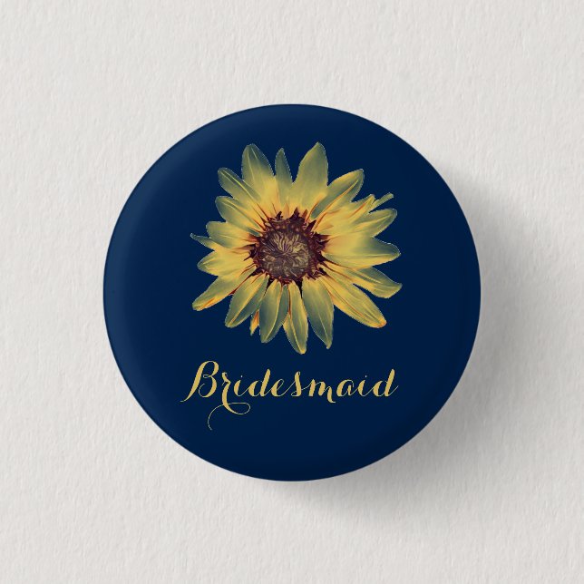 Macaron Rond 2,50 Cm Bouton de la servante de tournesol rustique (Devant)