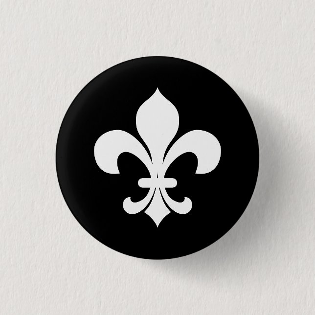 Macaron Rond 2,50 Cm Bouton de l'héraldique Fleur-Di-Lis (Devant)
