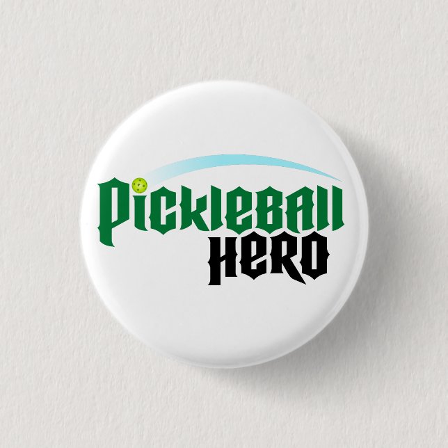 Macaron Rond 2,50 Cm Bouton de logo "de héros de Pickleball" (Devant)
