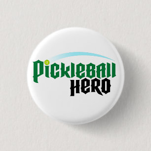 Macaron Rond 2,50 Cm Bouton de logo "de héros de Pickleball"