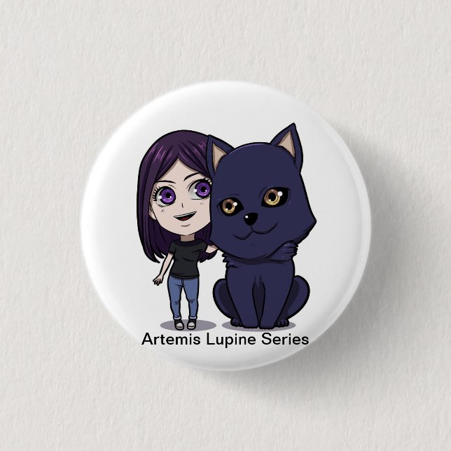 Macaron Rond 2,50 Cm Bouton de loup d'Artemis - Ares et Artemis (Devant)