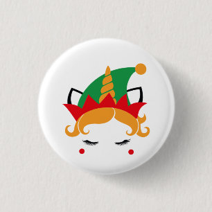 Macaron Rond 2,50 Cm Bouton de lutin licorne de Noël joyeux