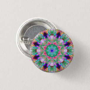Macaron Rond 2,50 Cm Bouton de mandala de rêve psychédélique coloré