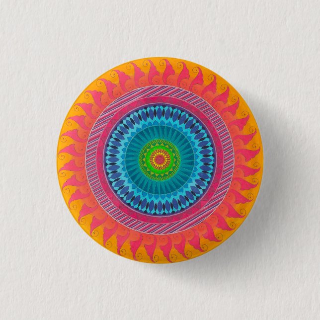 Macaron Rond 2,50 Cm bouton de mandala d'esprit ouvert (Devant)