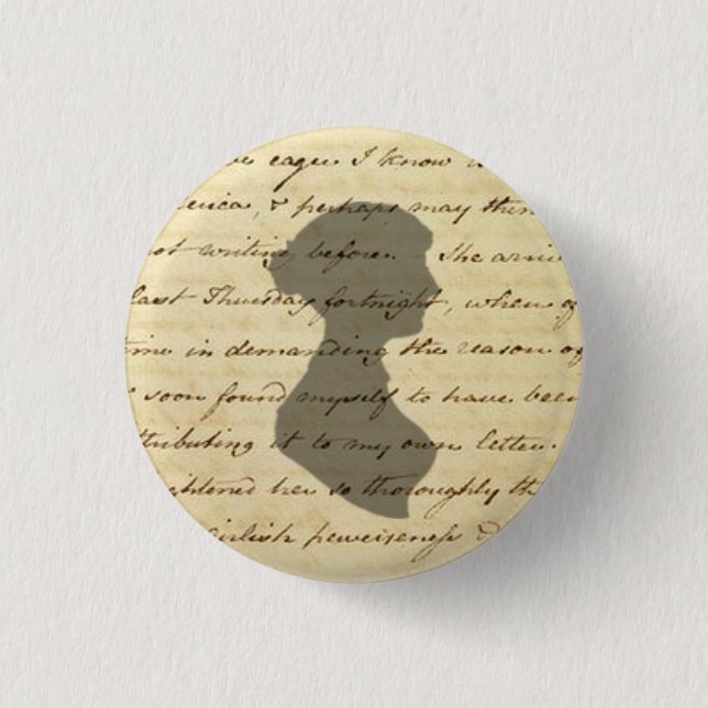 Macaron Rond 2,50 Cm Bouton de manuscrit de Jane Austen (Devant)