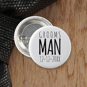Macaron Rond 2,50 Cm Bouton de mariage noir et blanc pour garçon d'honn
