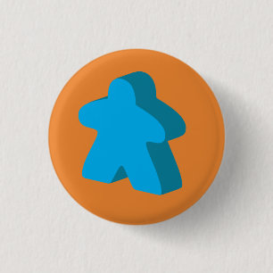 Macaron Rond 2,50 Cm Bouton de Meeple (orange et bleu)