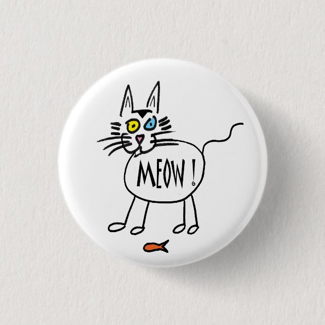 Macaron Rond 2,50 Cm Bouton de Meow (Devant)