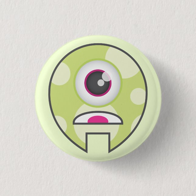 Macaron Rond 2,50 Cm Bouton de monstre : Cyclopes (Devant)