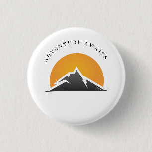Macaron Rond 2,50 Cm Bouton de montagne d'aventure en attente