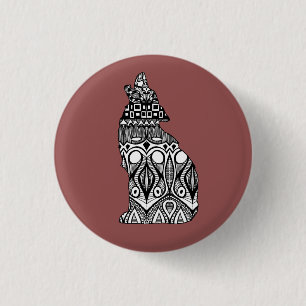 Macaron Rond 2,50 Cm Bouton de motif de loup