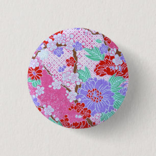 Macaron Rond 2,50 Cm Bouton de motif de Sakura de Japonais