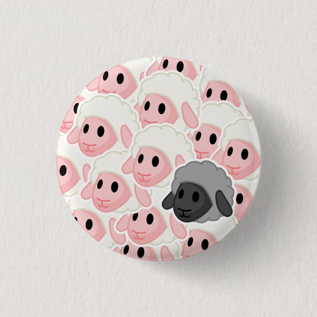 Macaron Rond 2,50 Cm Bouton de moutons noirs (Devant)